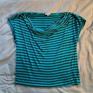Splendid Drape Neck Striped Jersey Top